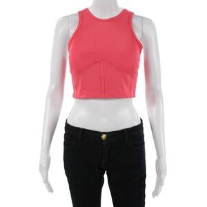 New Balance x Bandier Women Cropped Tank Pink High Neck Sleeveless Nylon Size S